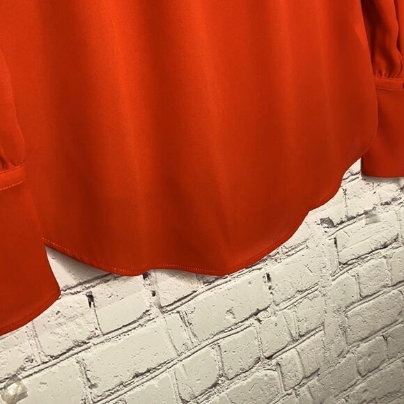 Ann Taylor High Neck key Hole Blouse Orange XS - Picture 6 of 10